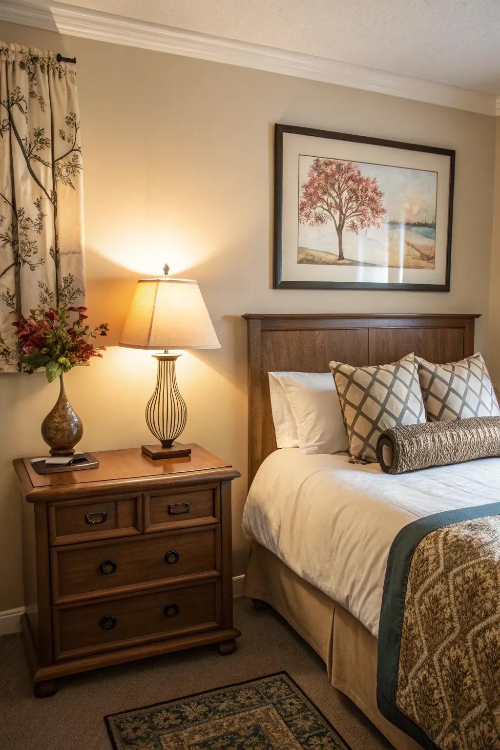 Thoughtful accent pieces introduce style without adding to the clutter in the area.