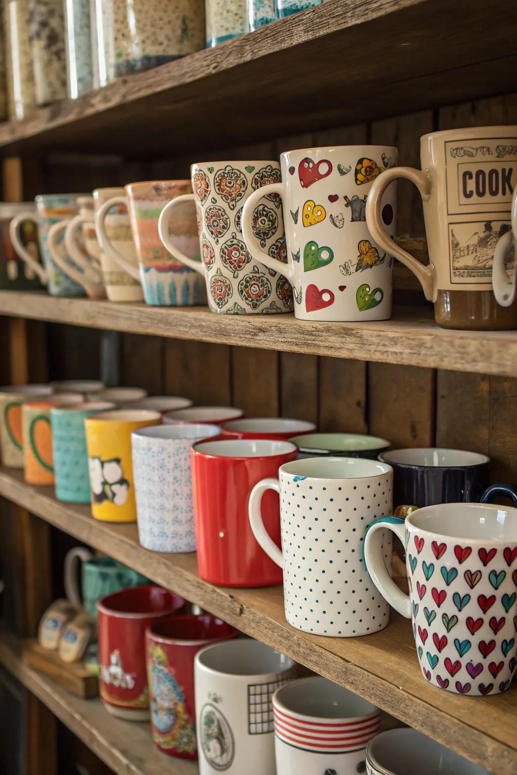 A variety of mugs adds character and tells a story in your coffee bar.