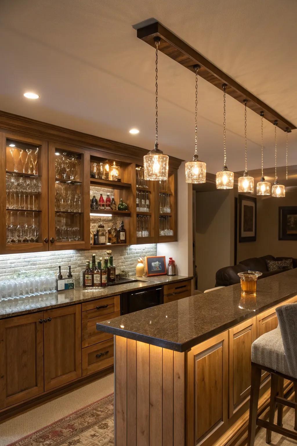 Using creative lighting, change the atmosphere of your bar.