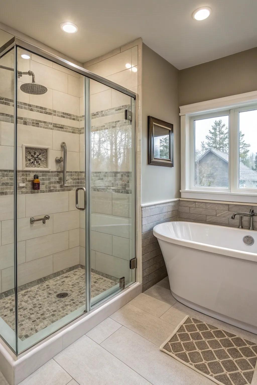 Appreciate adaptability with a shower and bathtub combination.