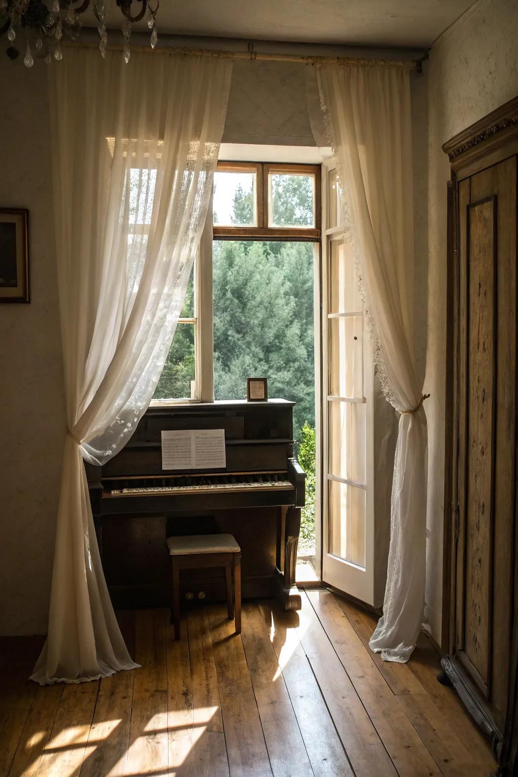 Sunlight broadens the space.