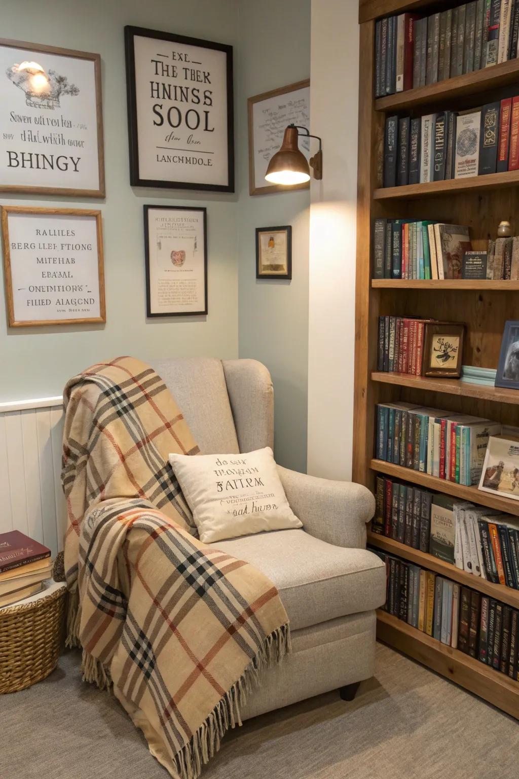 Themed literary corners provide a great getaway for book enthusiasts.