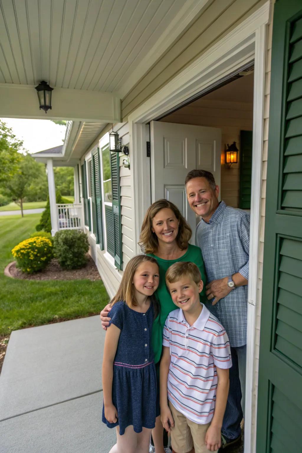 A doorway scene symbolizes the warmth and solidarity of family life.