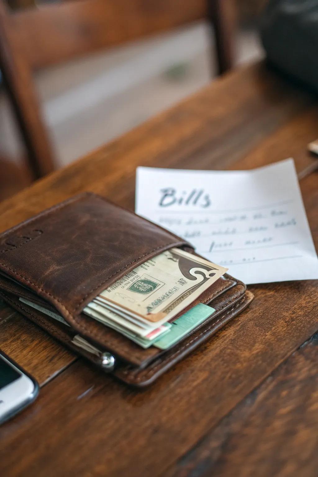 A billfold present teeming with astonishment currency.