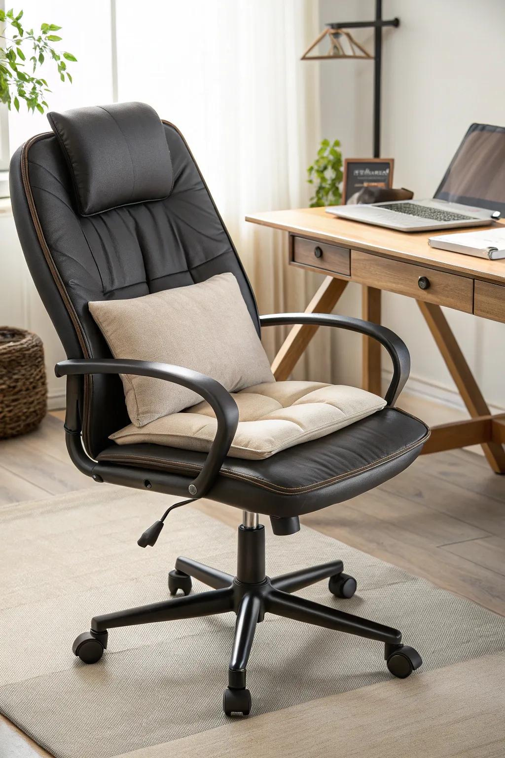 Enhance comfort with a supportive chair cushion.