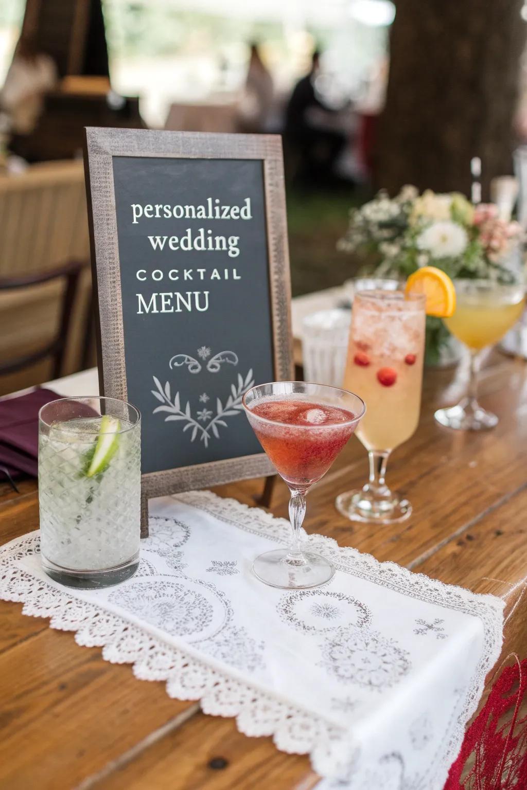 A personalized drink selection featuring drinks inspired by love.