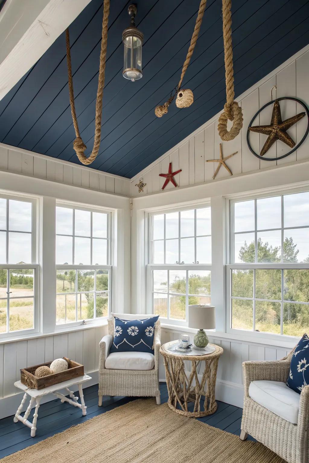 Coastal vibes featuring a navy overhead.