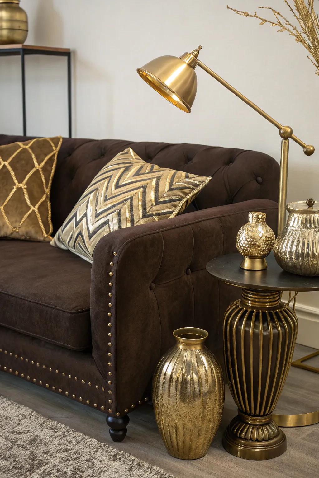 Metallic touches add a luxurious element to your living space.