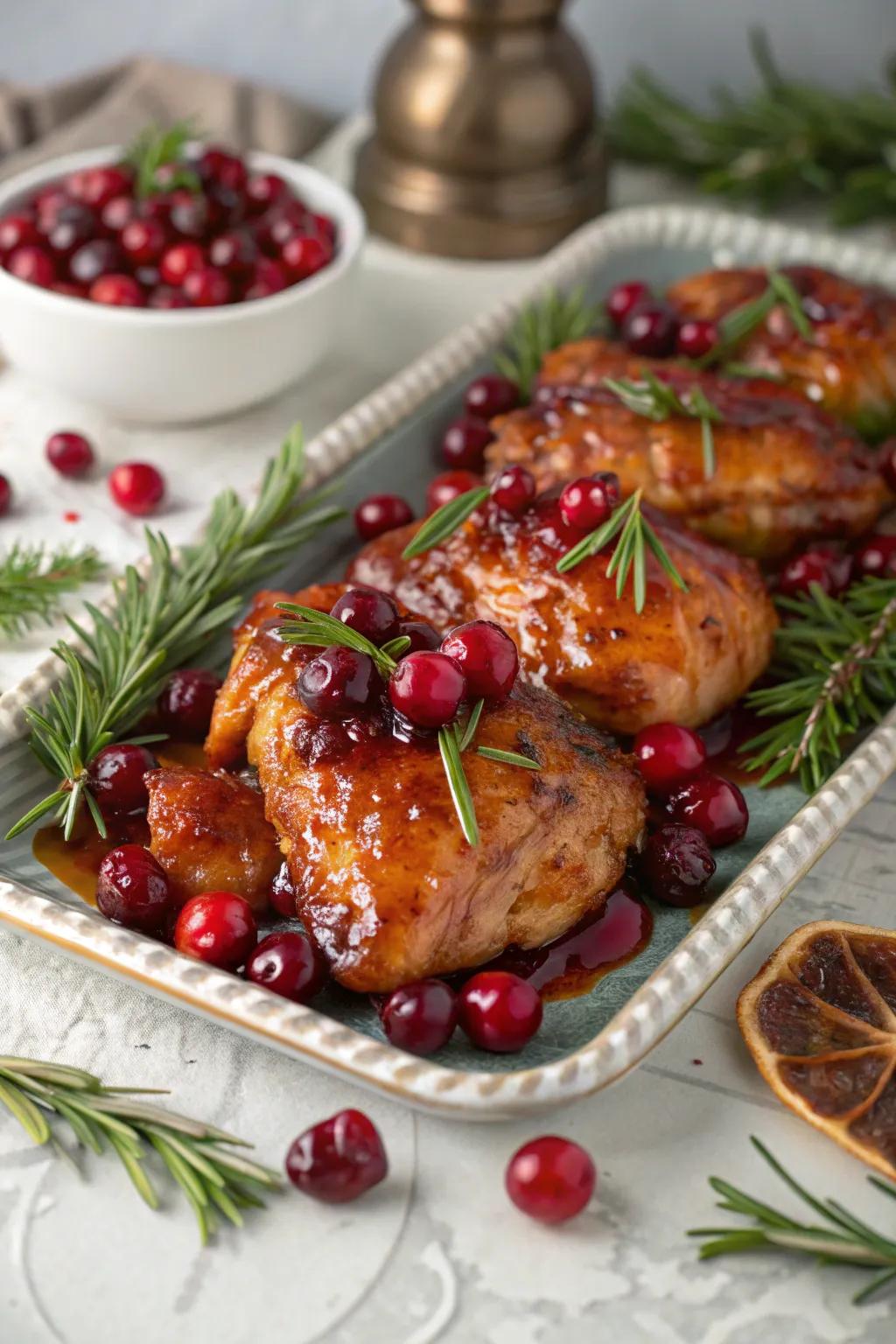 Fruity painted fowl, adding a festive flair to your December dinners.