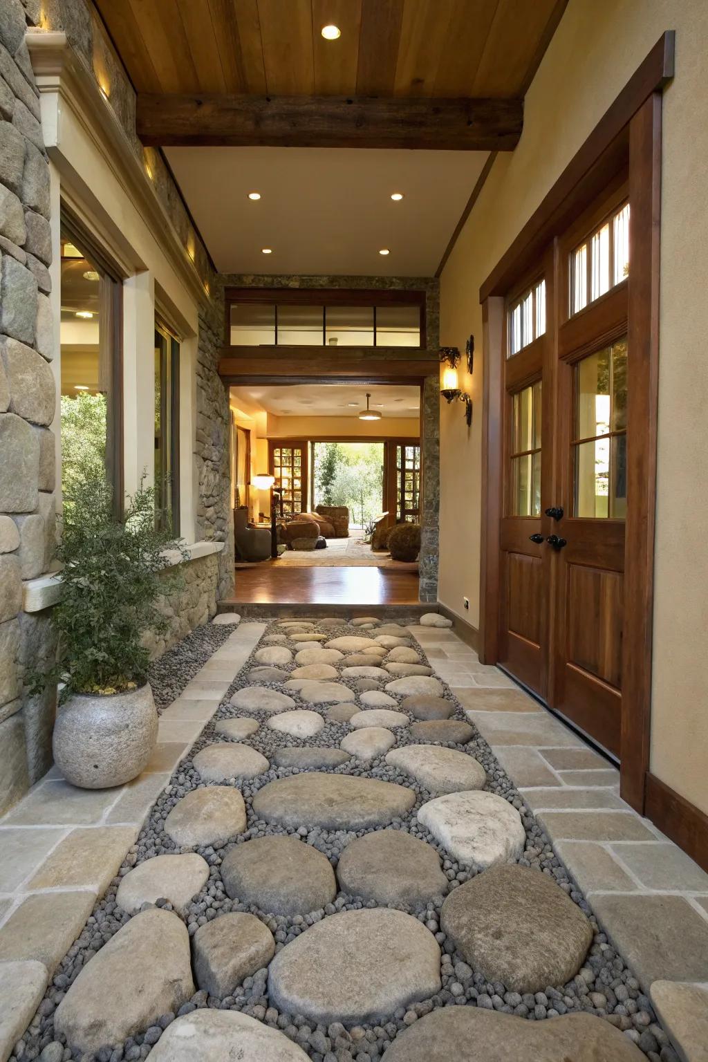 Fabricate a grand entrance via stone paths in your entranceway.