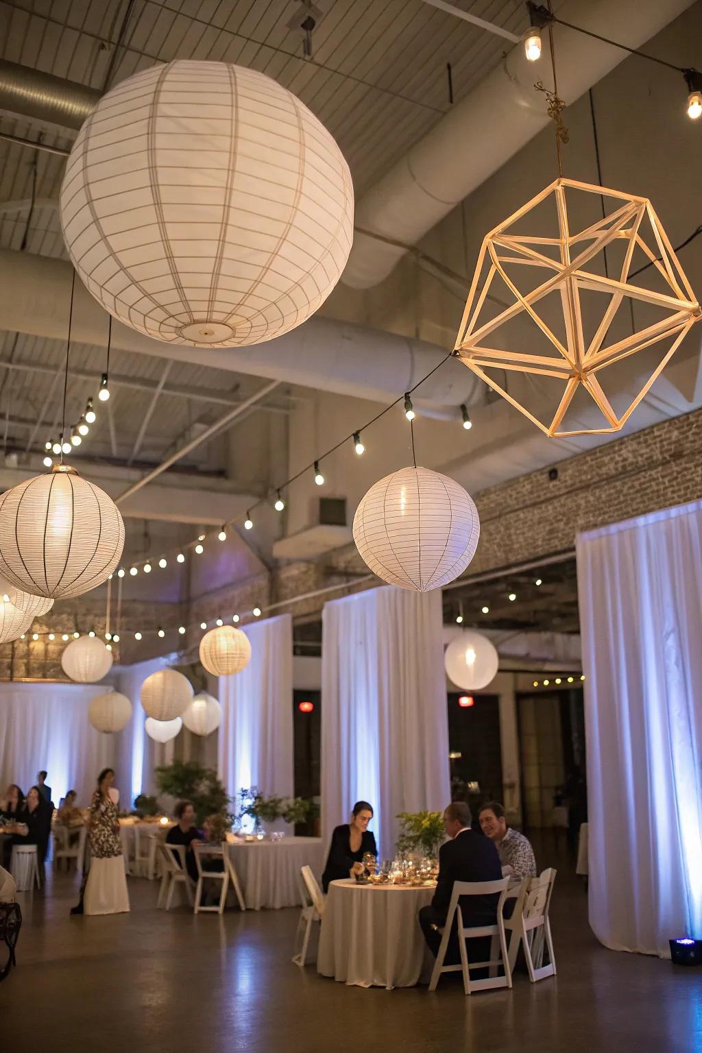 Contribute drama through remarkable dangling installations.
