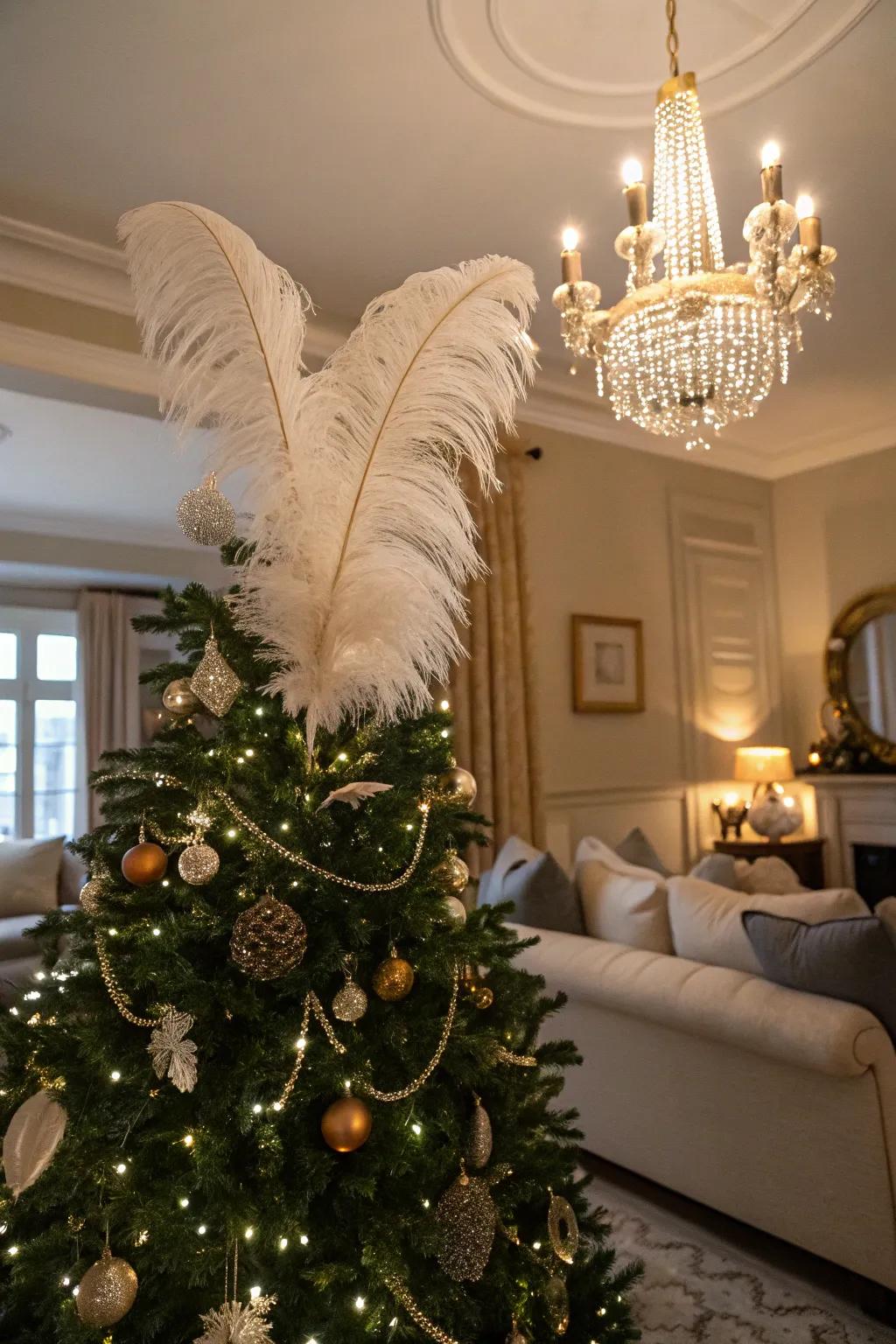 Otherworldly style with a wing plume.