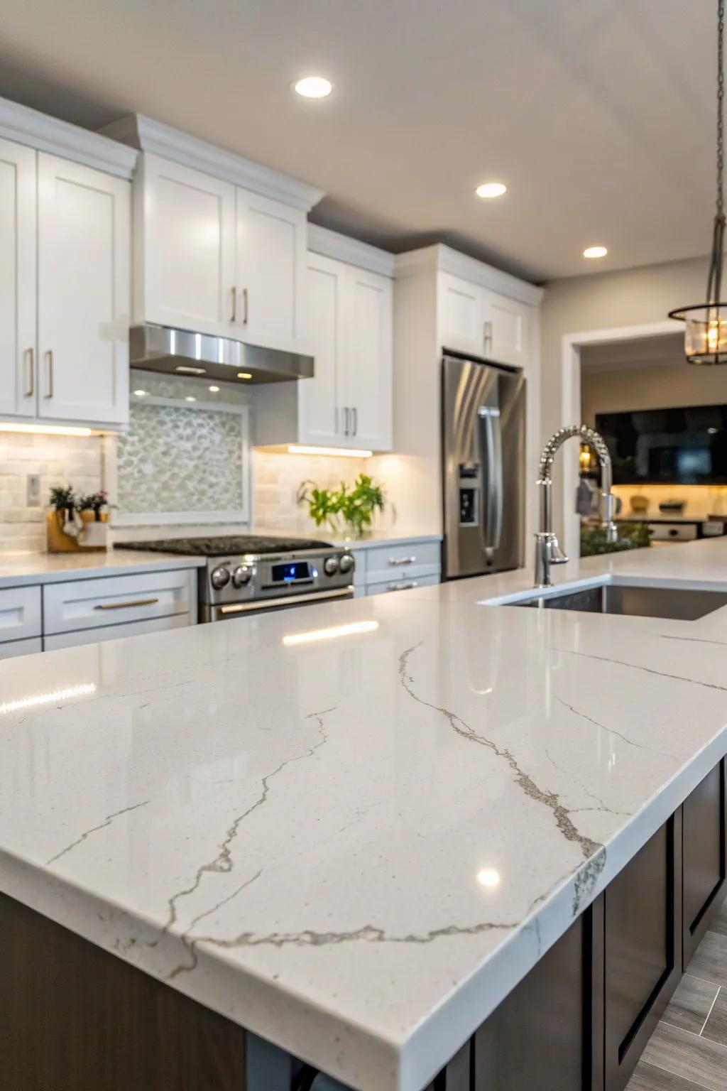 Quartz countertops that blend beauty with resilience.