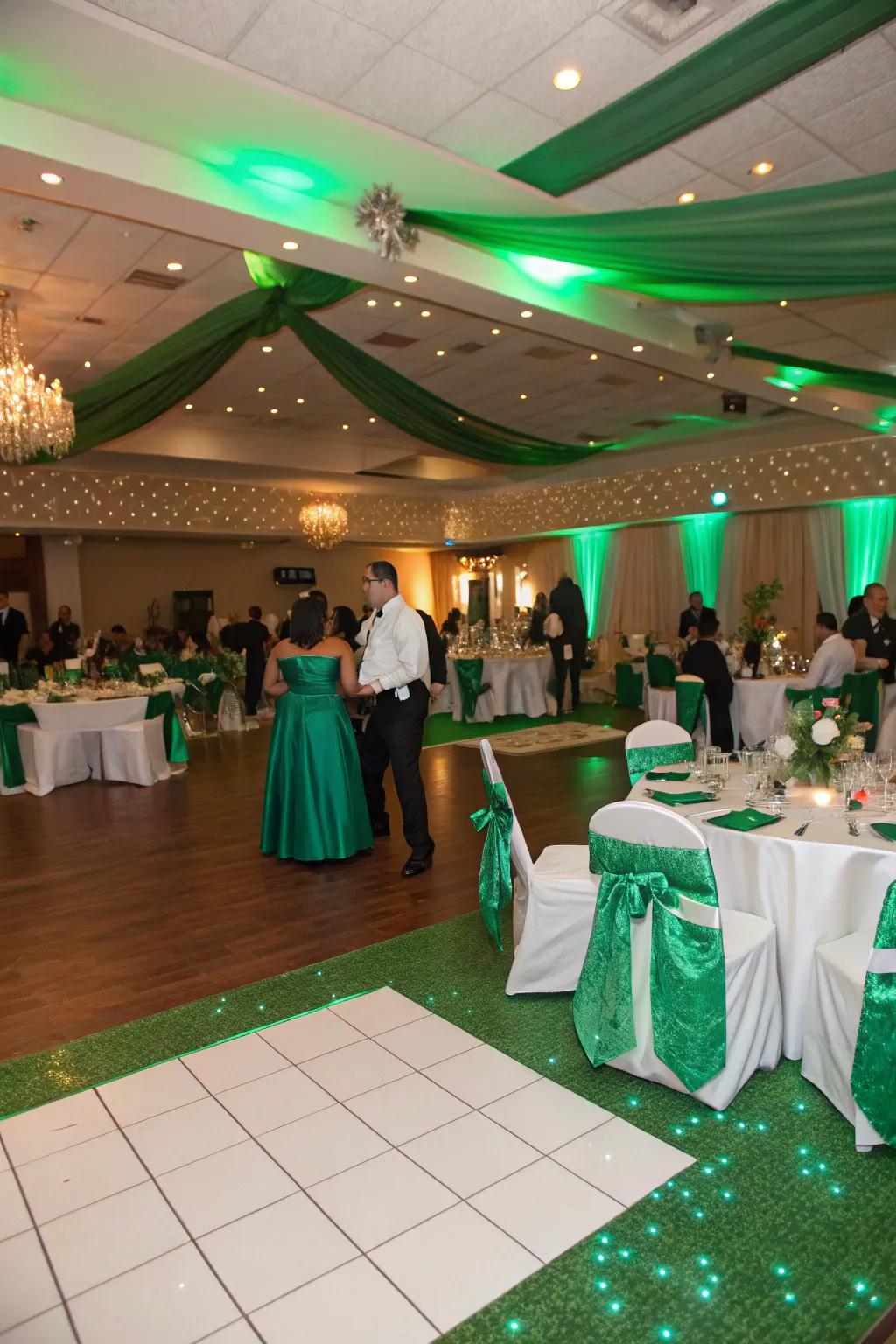 Reception details enhanced with teal accents.