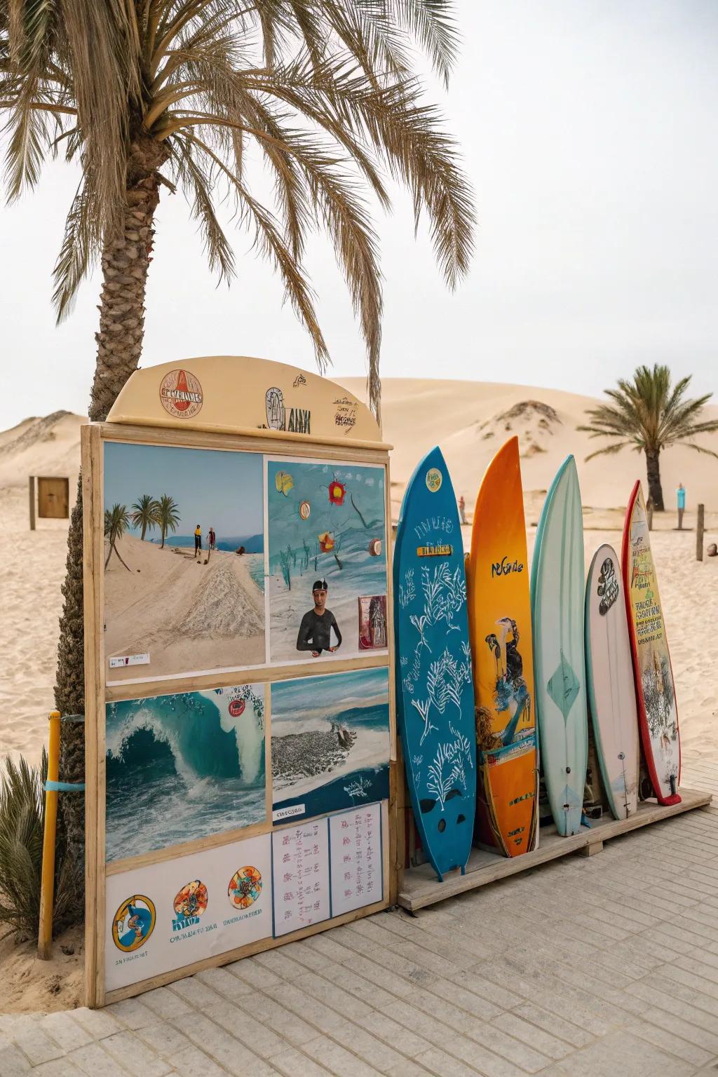 A beach-themed display ideal for greeting summer.