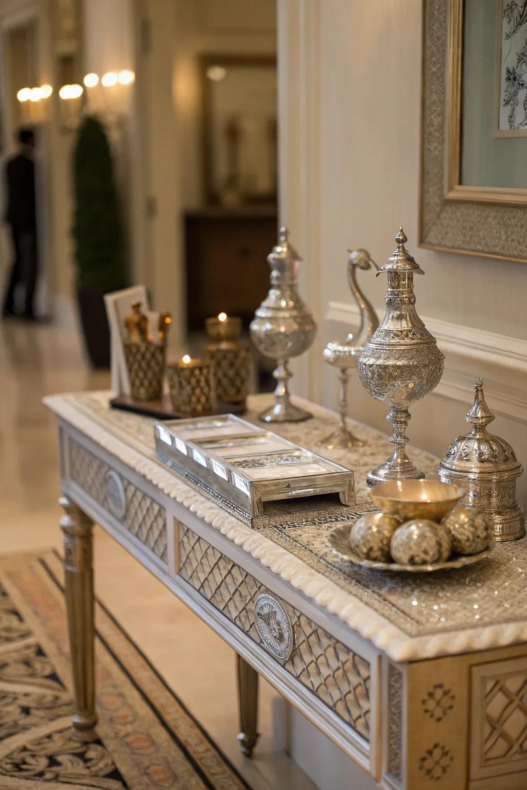 Embellishments and sculptures impart singular personality toward your entrance.