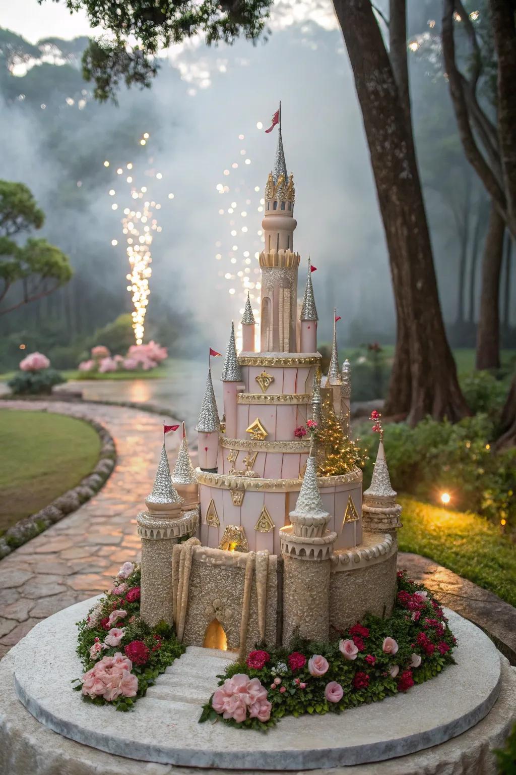 An exquisite fortress sweet, anchoring the party's aesthetic.