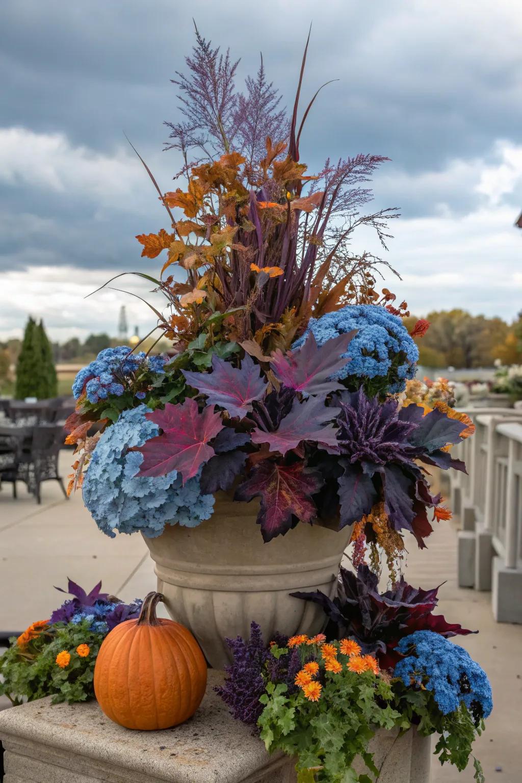 An unexpected color scheme introduces a unique twist to fall decor.