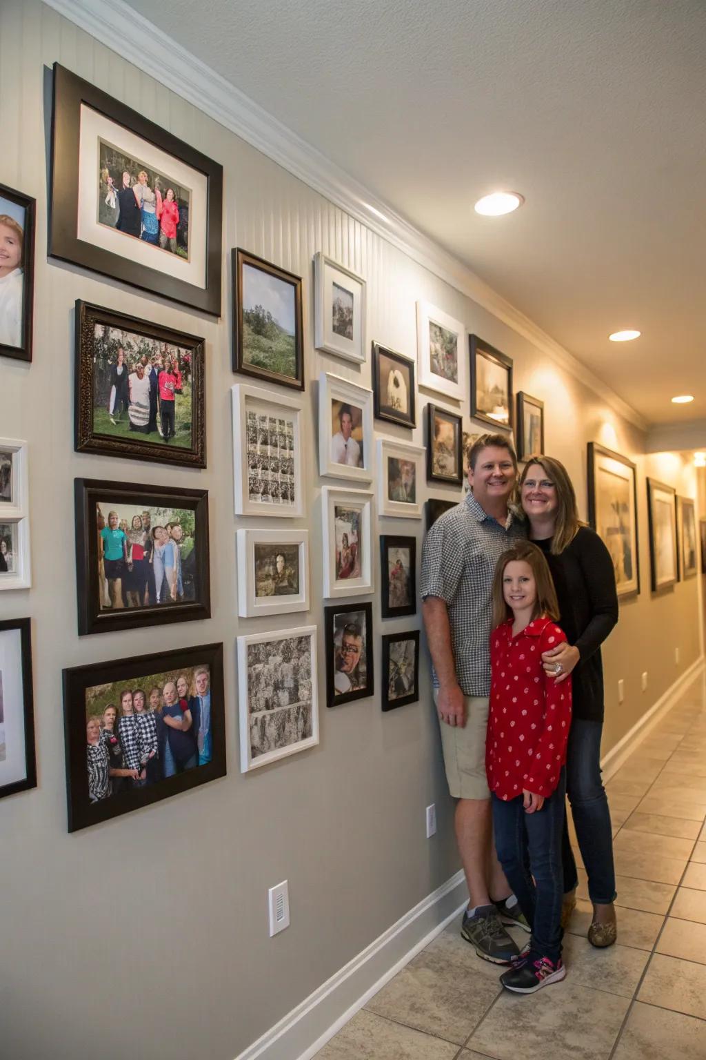 Family photo display with a central main attraction.