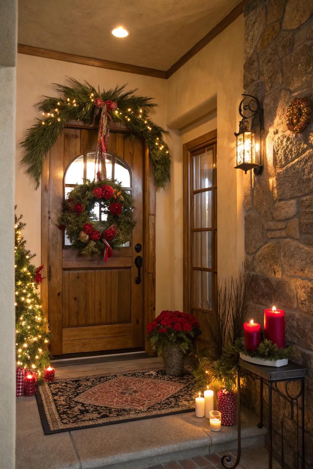 Seasonal decor delivering a fresh sensation to the entryway.