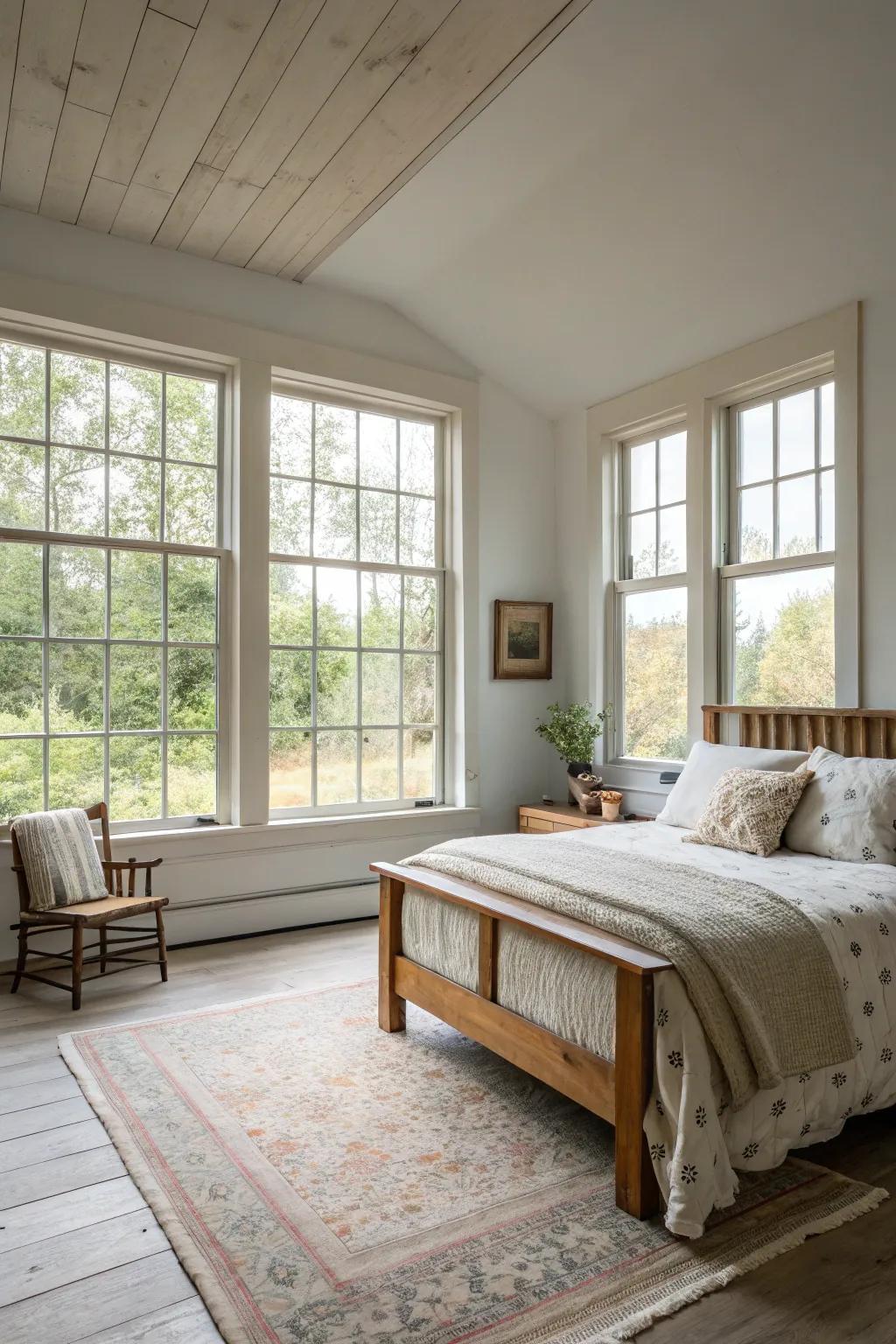 Open spaces and natural light enhance the room's airiness.