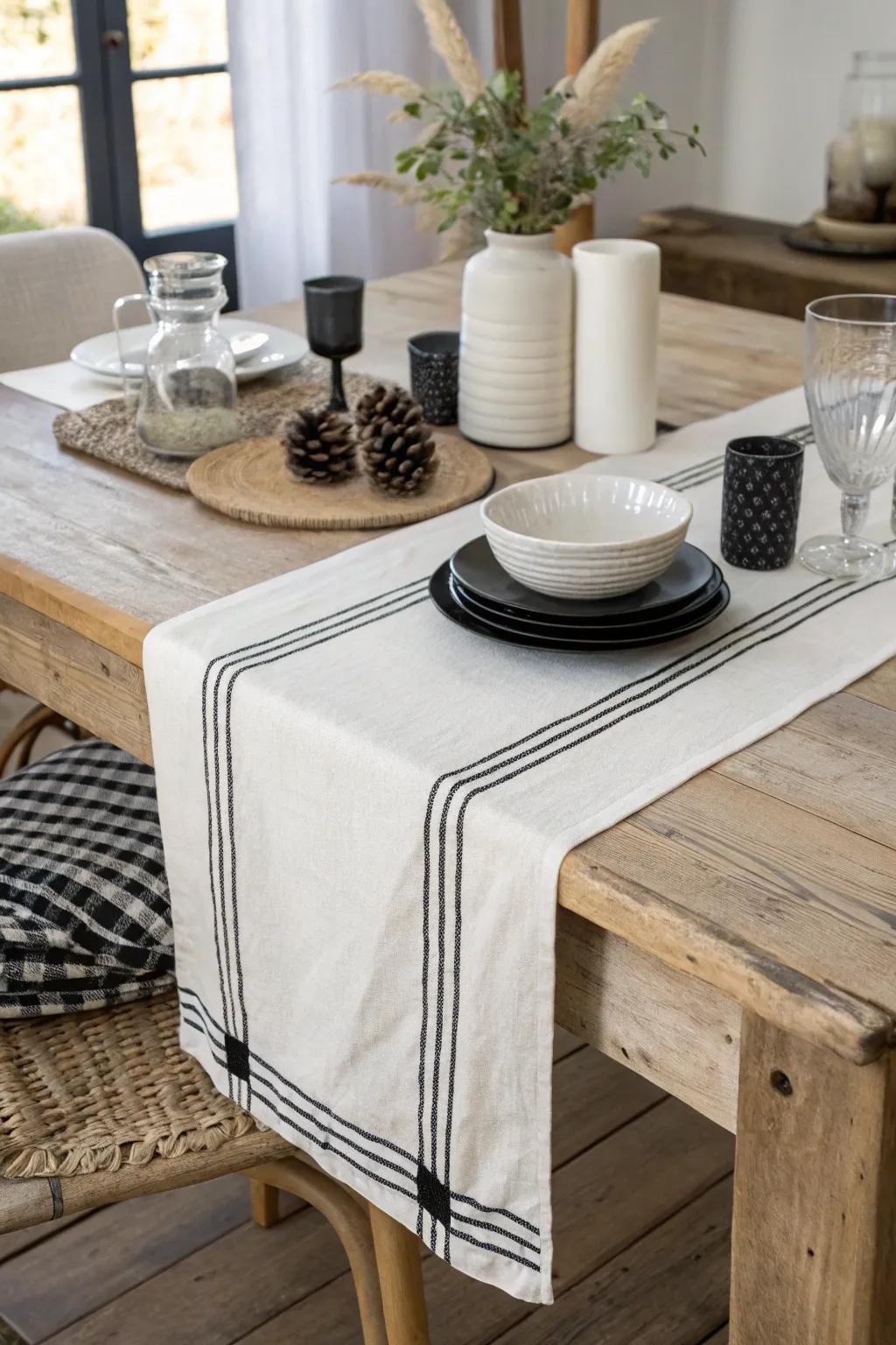 Monochrome accents deliver a polished, modern country aesthetic.