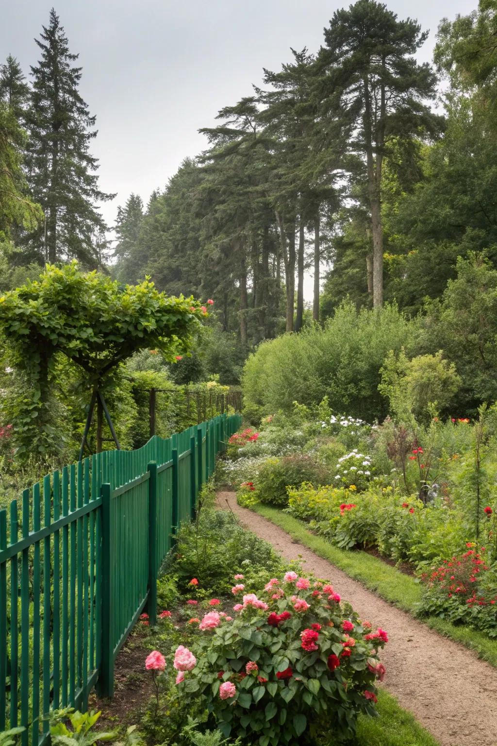 Verdant fences merge seamlessly with natural surroundings.