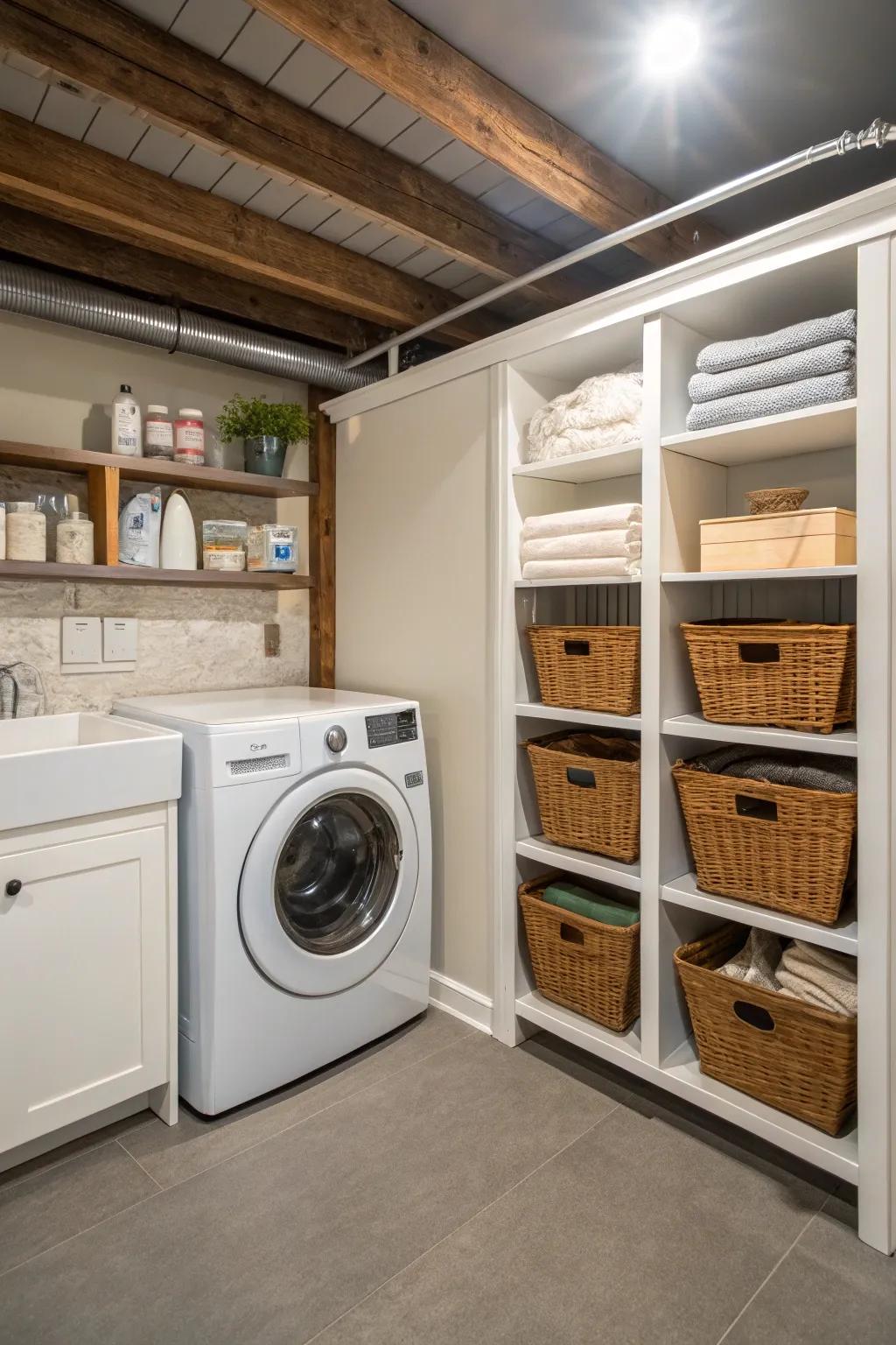 Increase space with a crawl space laundry nook.