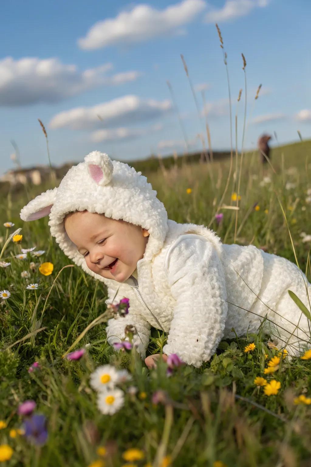 A gentle and cuddly lamb getup for a serene Halloween.