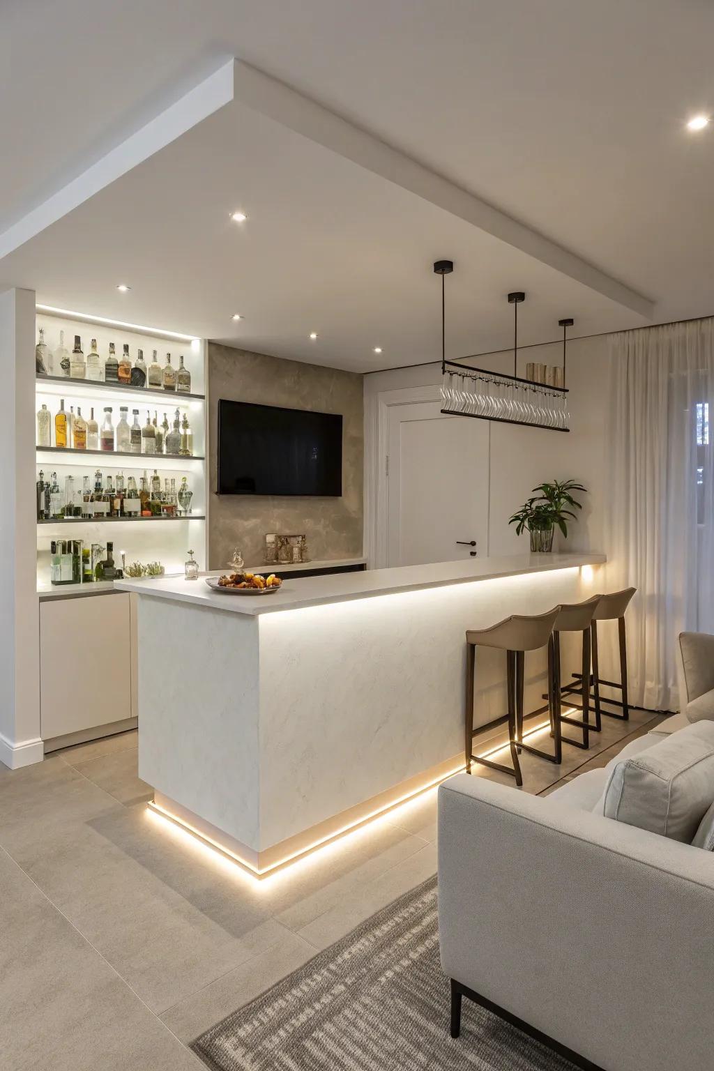 A minimalist bar through unadorned contours for a streamlined visage.