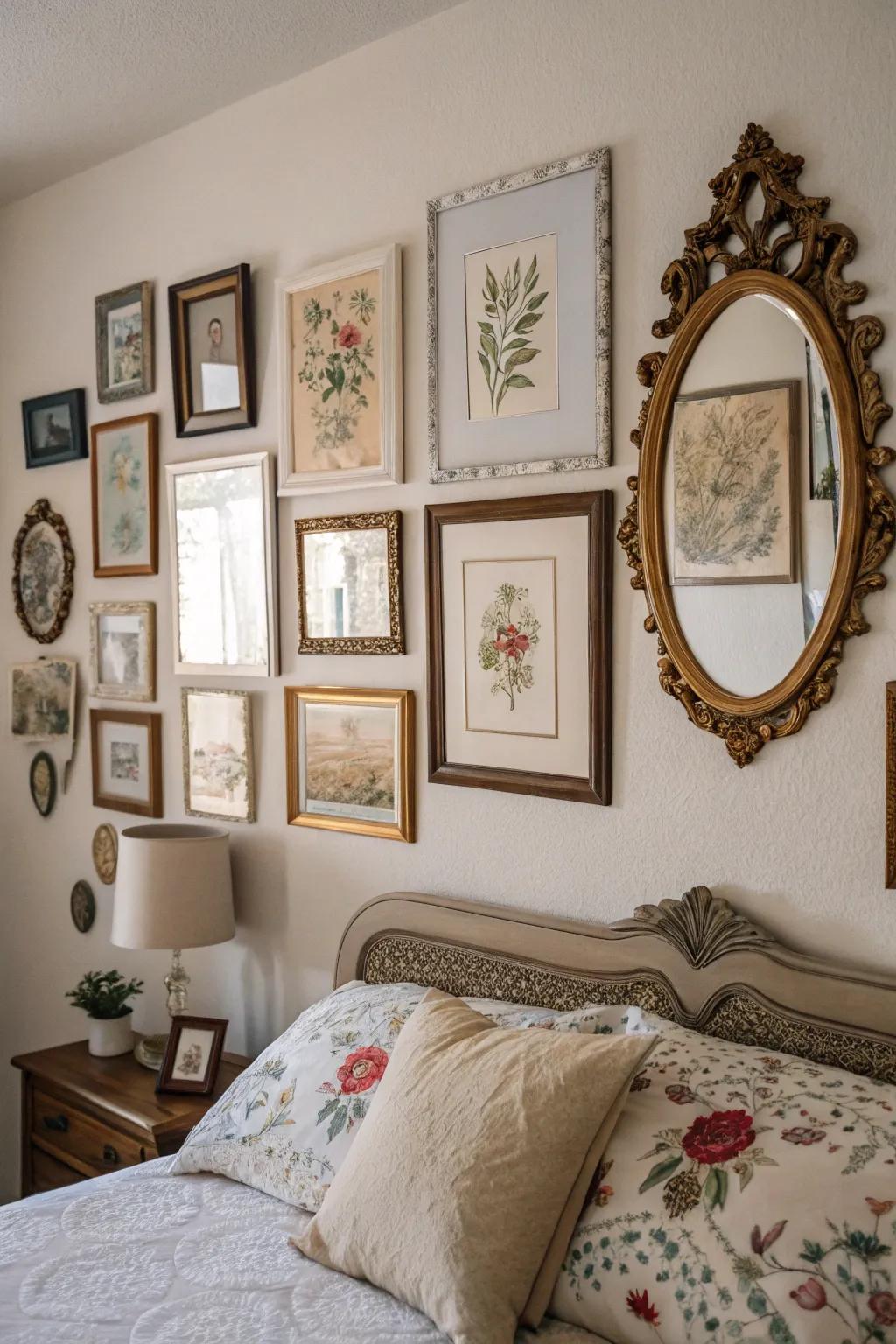 Wall decor contributes dimension and private touch.