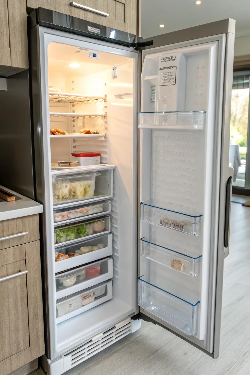 Adjustable shelves offer flexibility for various item sizes.