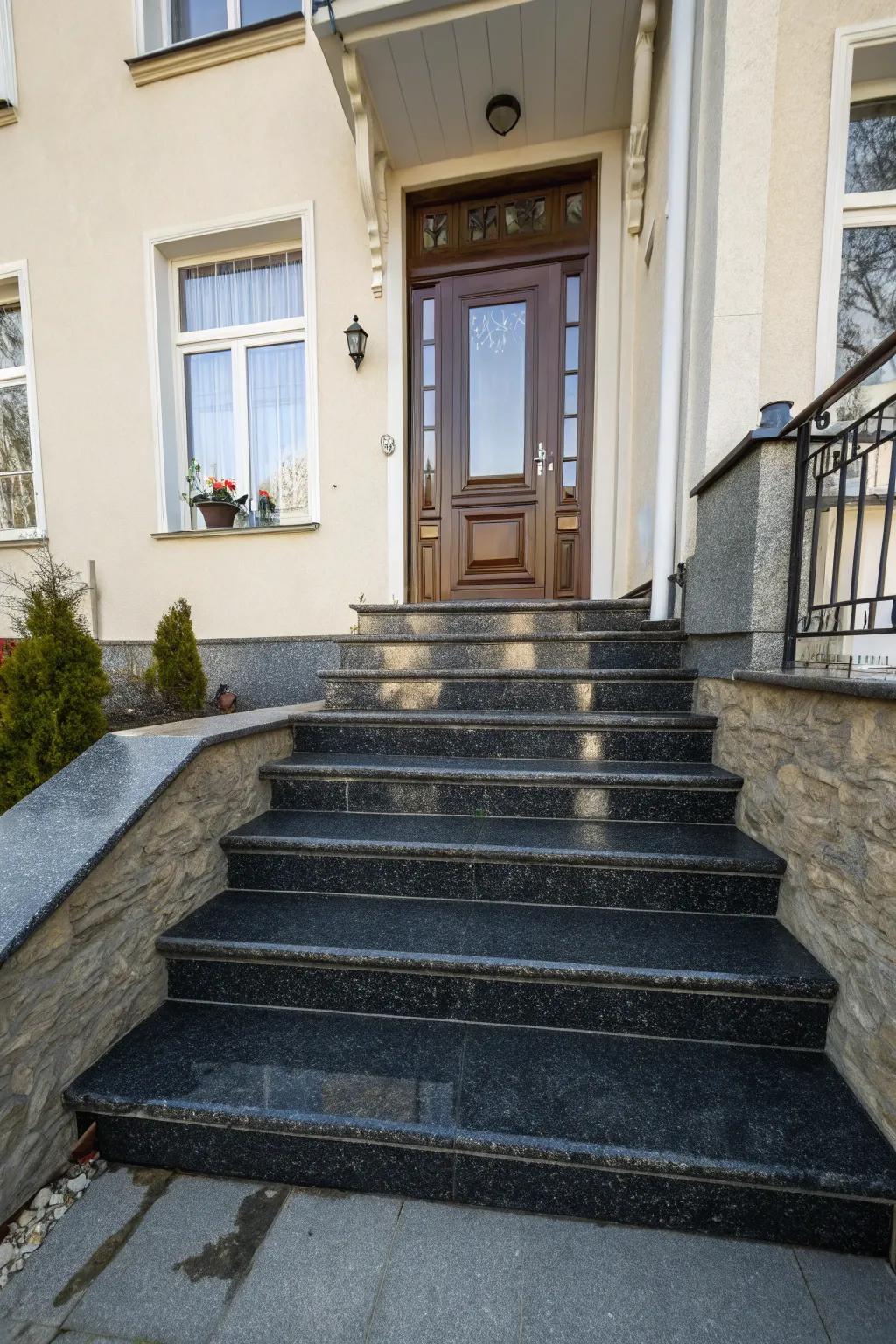 Deep granite adds impact to your entryway.