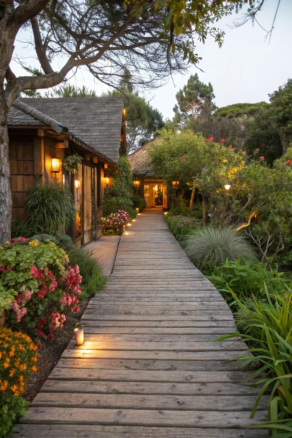 Wooden walkways present an organic and appealing route.