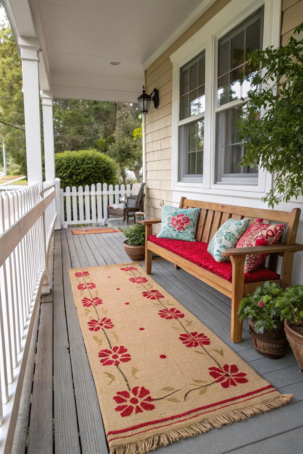 The use of neutral tones with splashes of color gives your patio a sense of harmony.