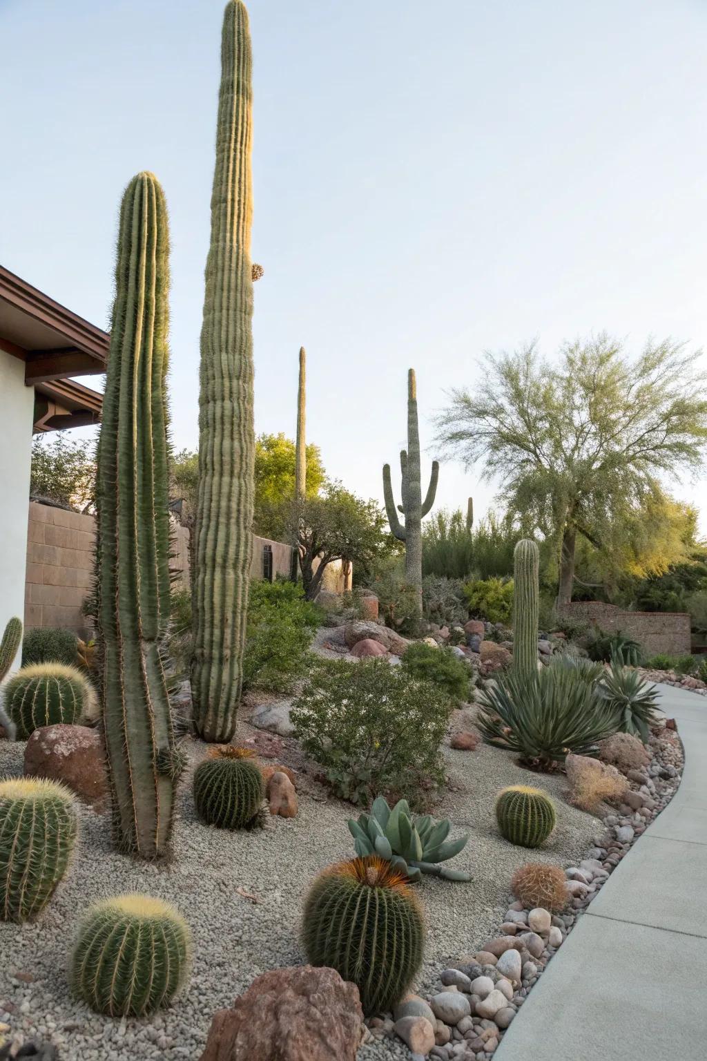 Vertical emphasis using sky-high plants.