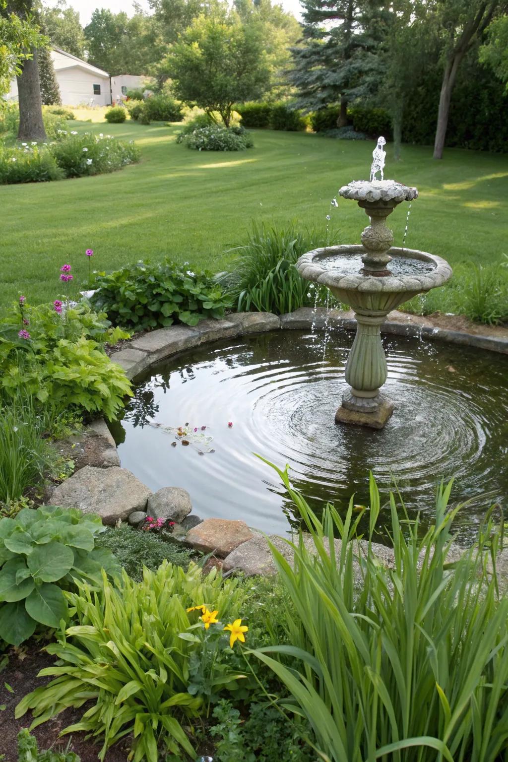 Water features infuse serenity and a focal point into your front yard.