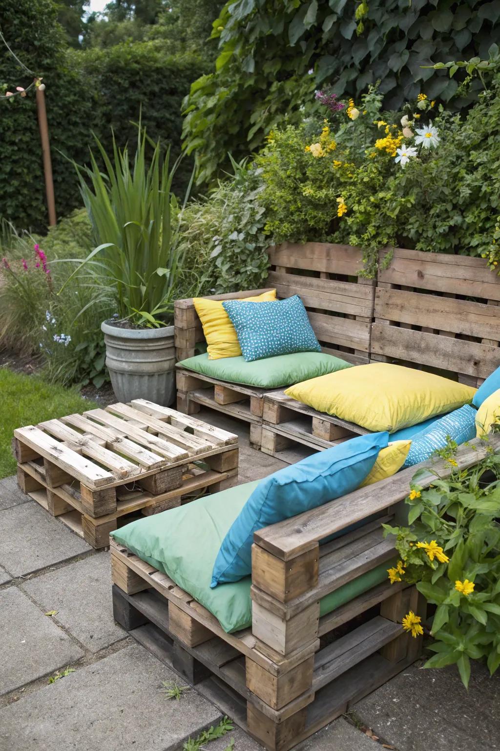 DIY pallet seating furnishes solace and vogue on a budget.