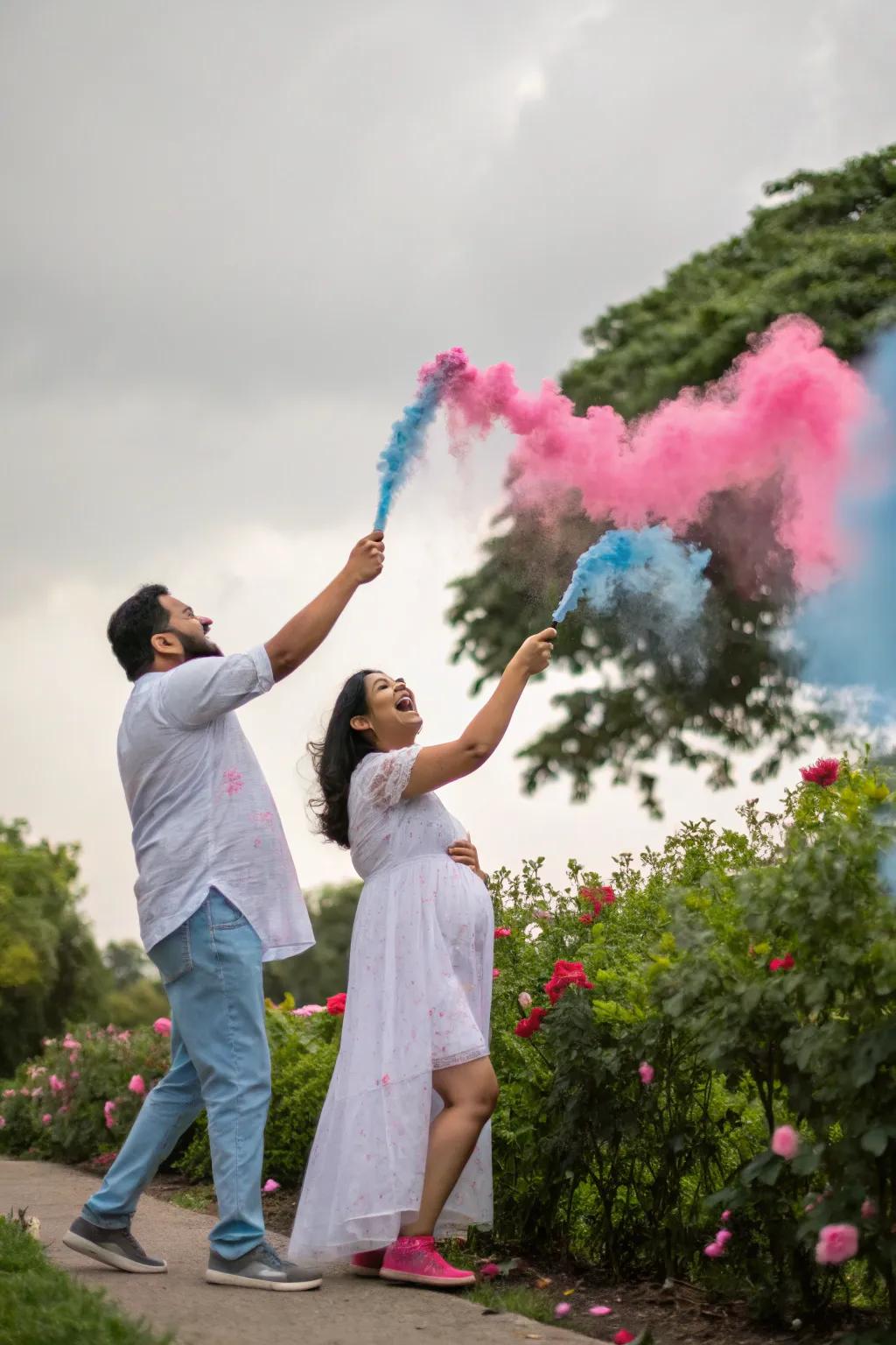 A vibrant powder toss that creates a stunning visual effect.