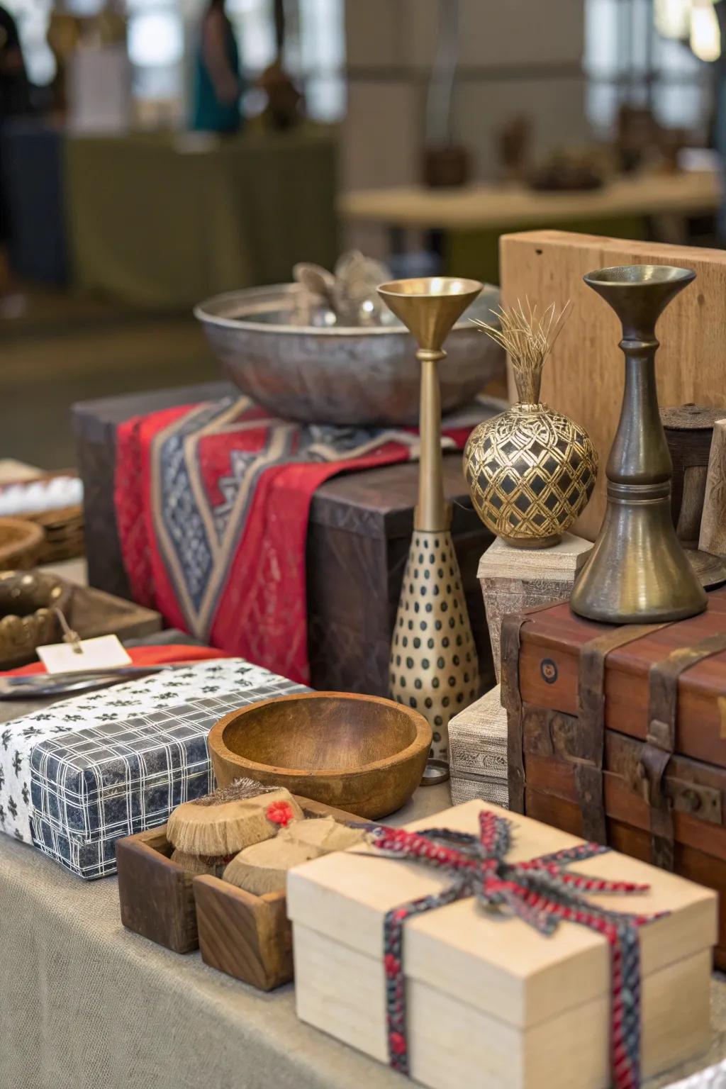 Design a unique and enticing present setting using a mix of textures.