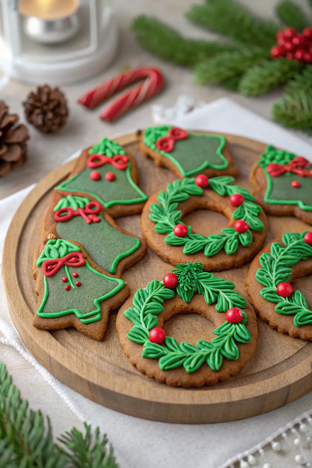 Celebratory garland and chime biscuits for the holidays.