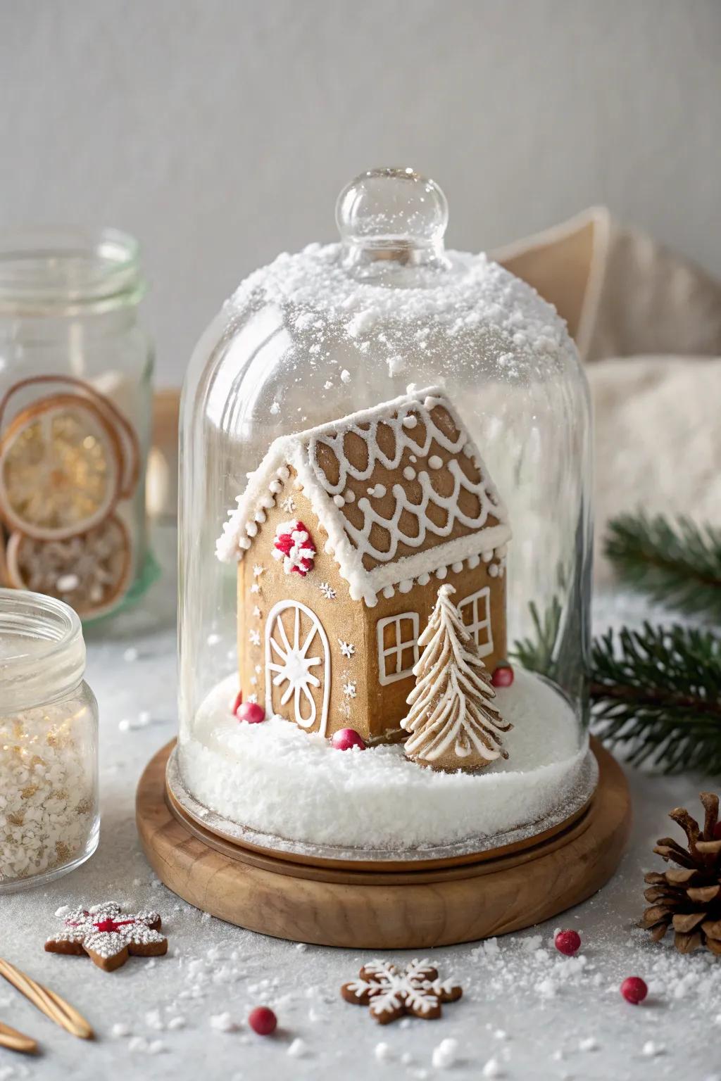 Capture the magic of the holidays with a charming gingerbread snow sphere—where simplicity meets sweet elegance.