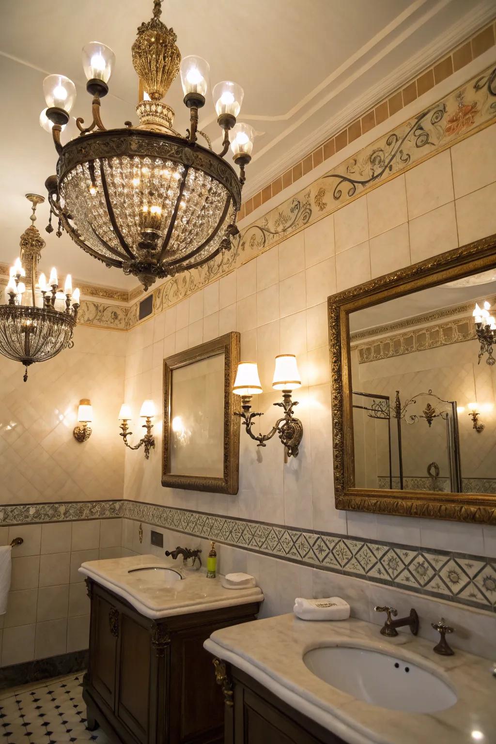 Vintage lighting parts provide a real gothic atmosphere.