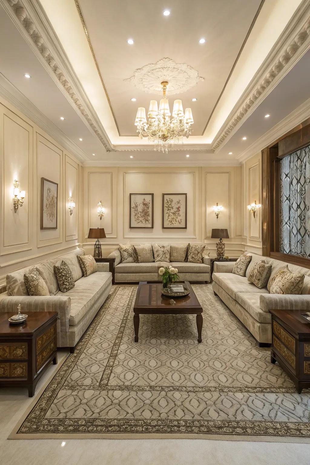Symmetry imparts balance and harmony to the space.