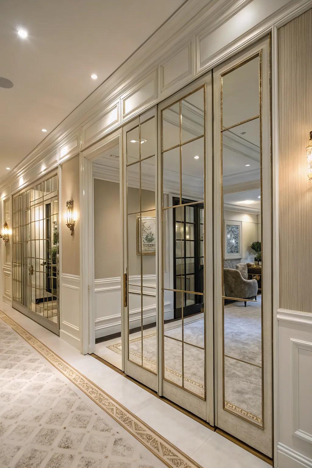 Amplify space using reflective paneling.