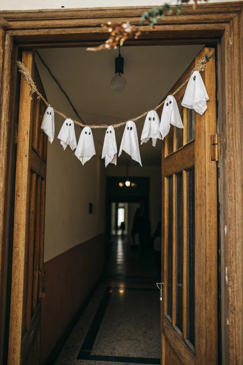 A phantom swag imparts a mild eeriness to your doorway.