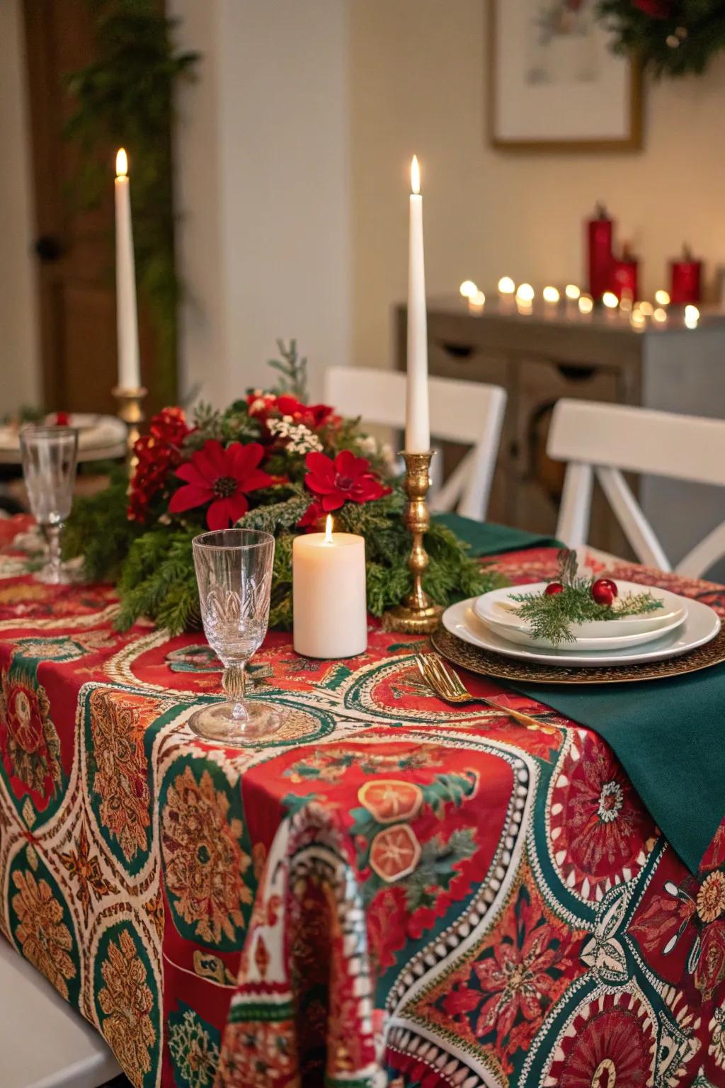 A festive surface wrap builds the groundwork for your celebratory decorations.