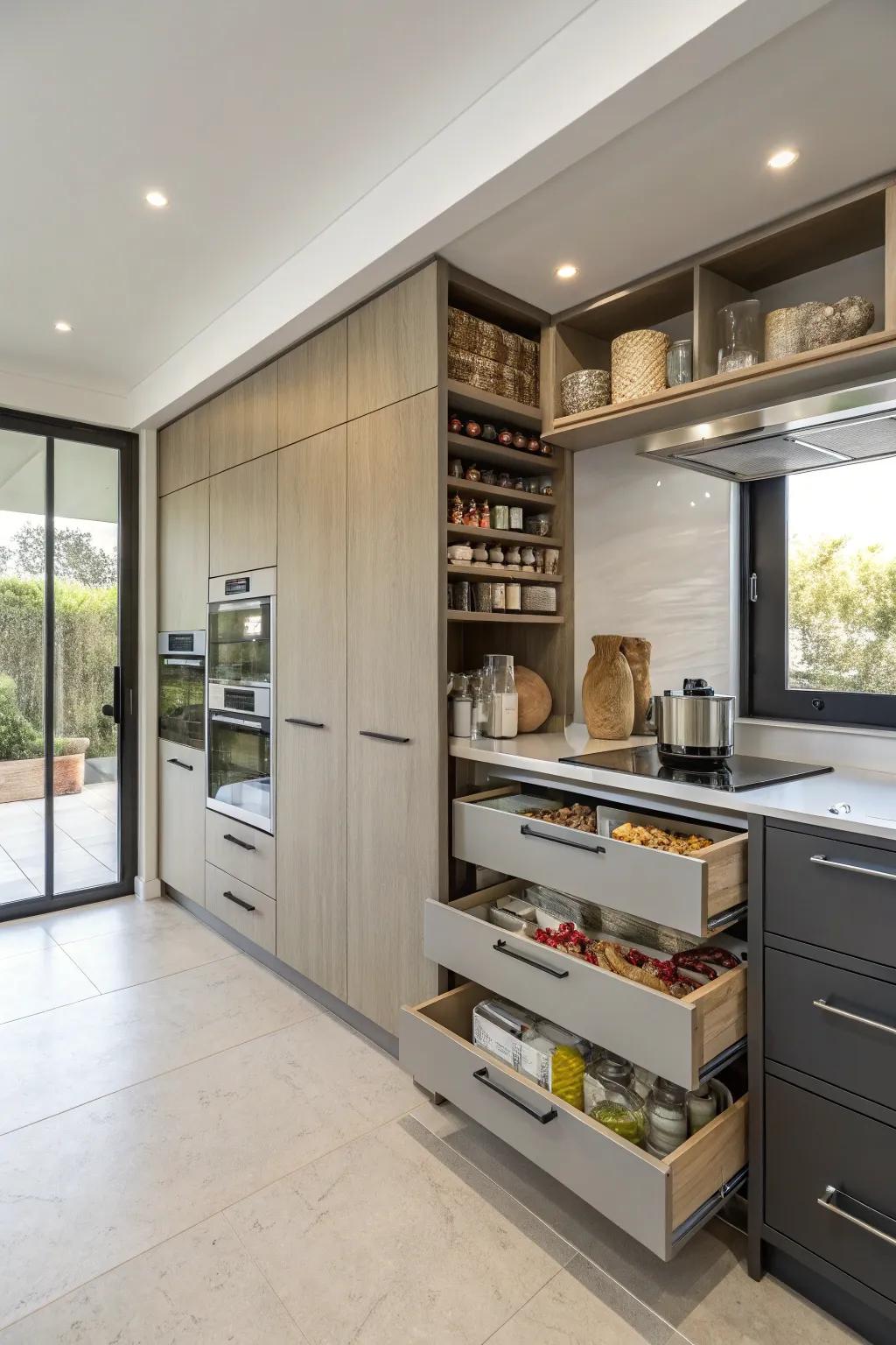 Modern cabinets that ensure everything has its place.