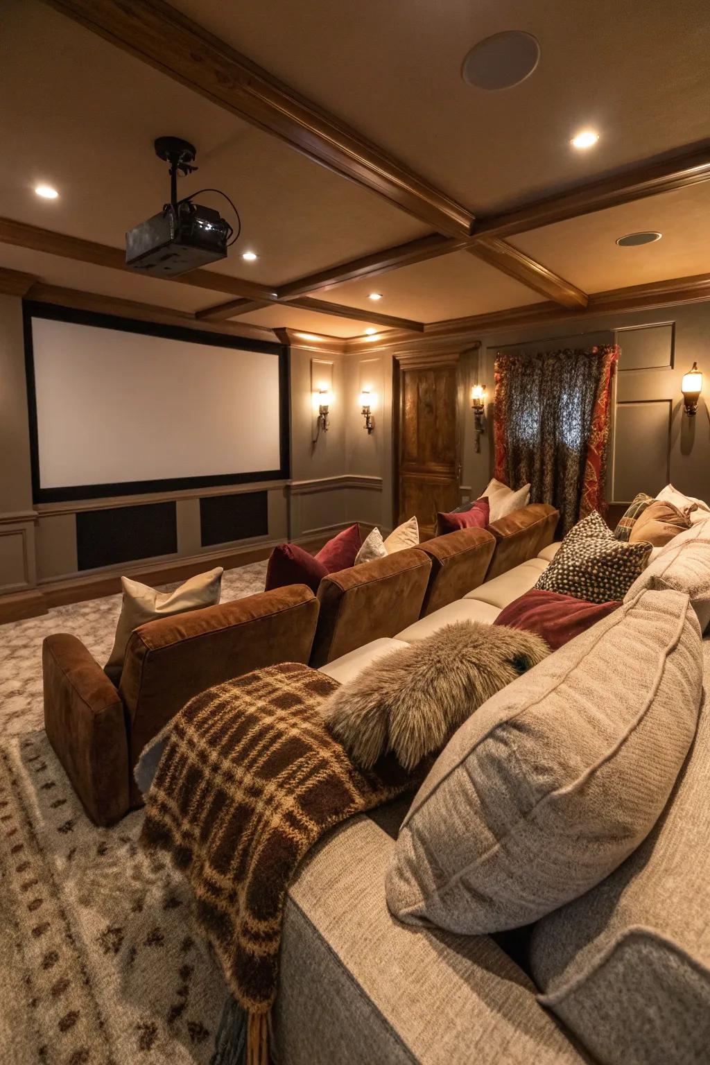Seat cushions and wraps add coziness and aesthetics to your cinema.