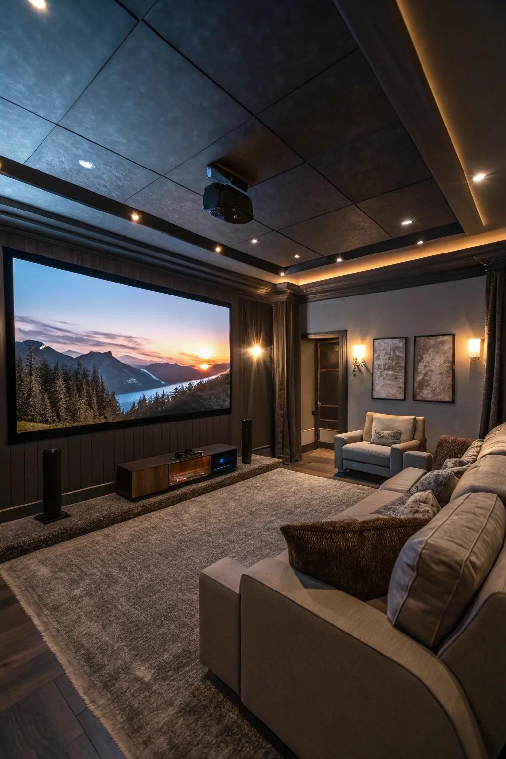 Enjoy a cinematic experience at home with automated lighting.